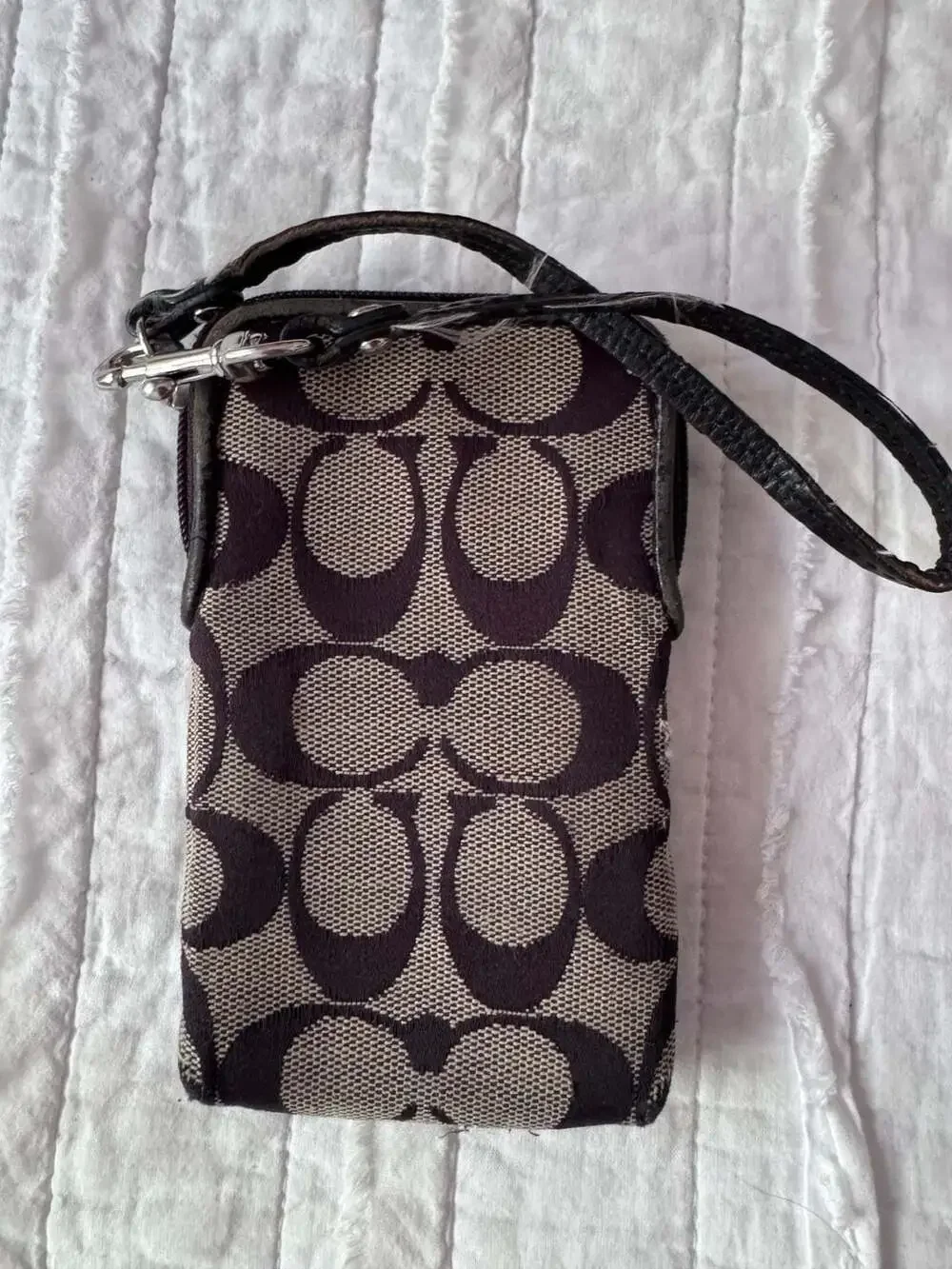 Coach Signature Canvas Vertical Zip Wristlet